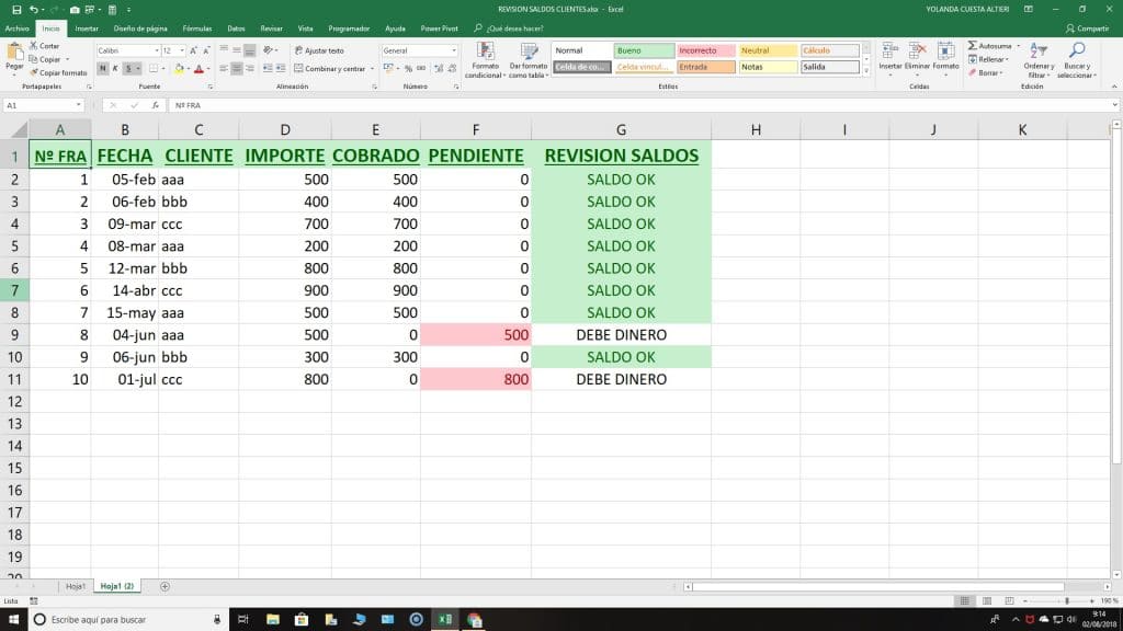 Excel pagos facturas clientes y control. 3 Excel pagos facturas
