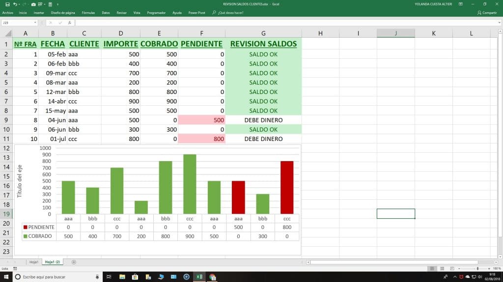 Excel pagos facturas clientes y control. 4 Control cobros Excel